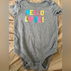 Charming Gray Bodysuit with Colorful 'Hello Love!' Design